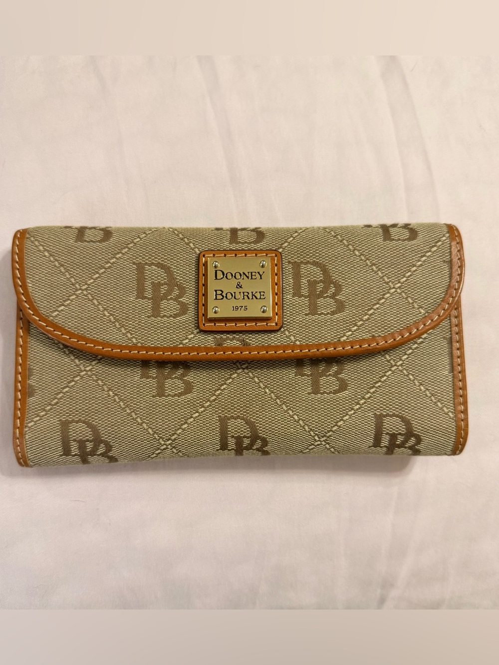 Dooney & Bourke Signature DB Monogram Continental Wallet Tan